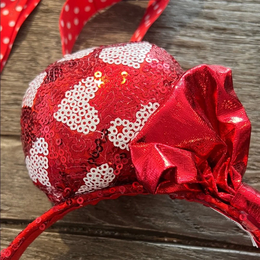 Disney vacation Minnie Mouse Sequin Ear Headbands Bundle - Red & Black Polka Dot